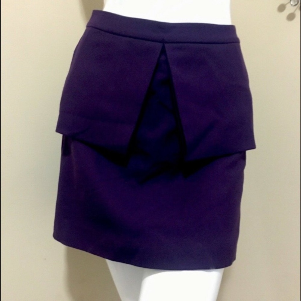 KATE SPADE SATURDAY PURPLE MINI SKIRT DEEP PLUM s Peplum flare Sz 0 texture NWT - Picture 12 of 16
